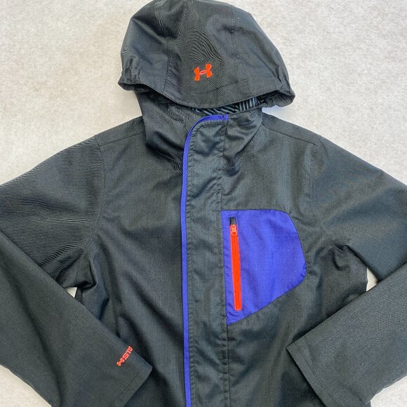 Under Armour Storm 2 Jacket Girls YMD Black Nylon Hooded Cold Gear Coat